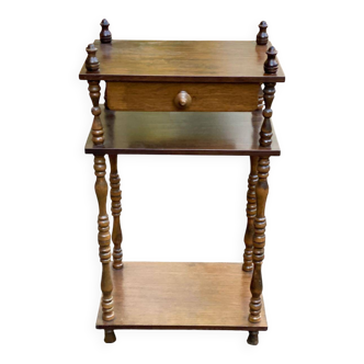 Square solid wood shelf with 3 shelves and carved legs