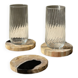 Set of 3 fossilized wood coasters (clear)