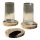 Set of 3 fossilized wood coasters (clear)
