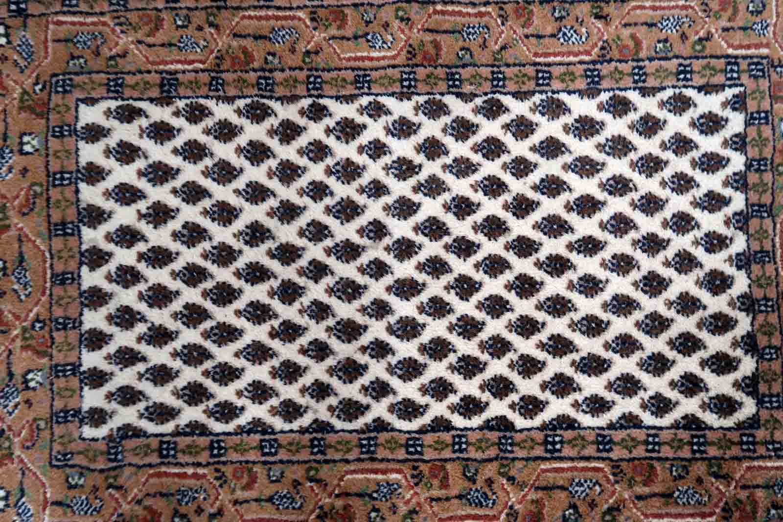 Vintage Indian carpet Seraband handmade 56cm x 89cm 1970s