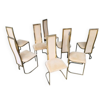 Hollywood Regency dining chairs from Belgo Chrom, 1970s, set of 8.