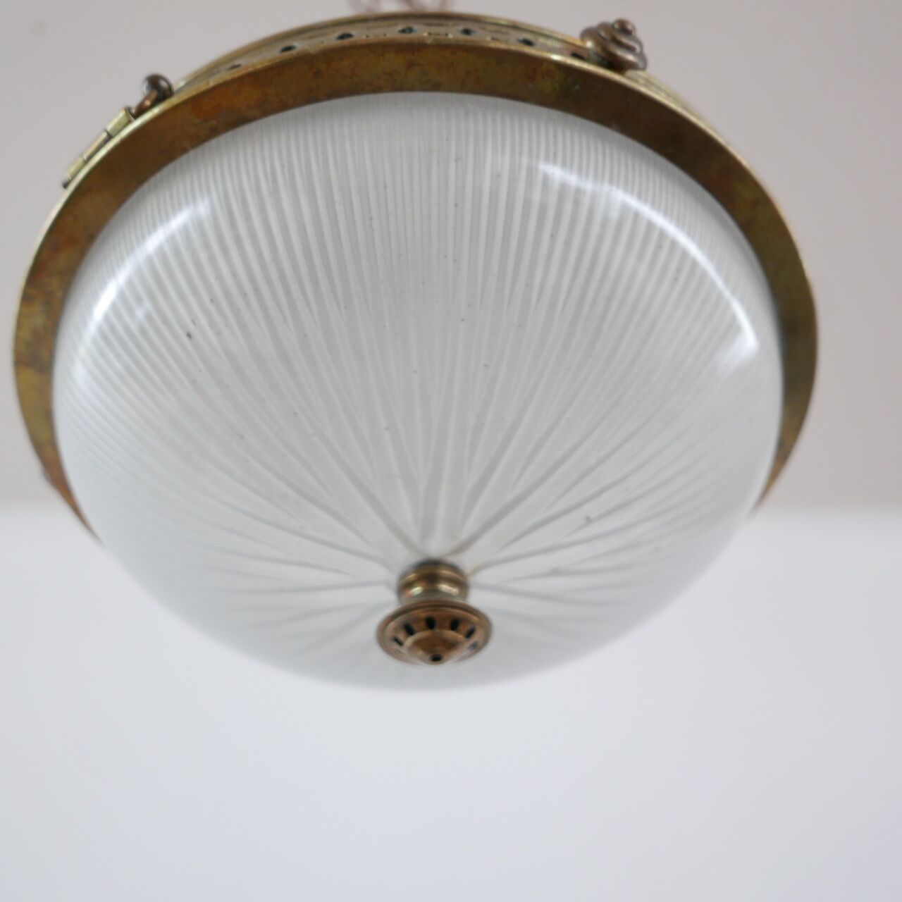 Antique french holophane pendant light