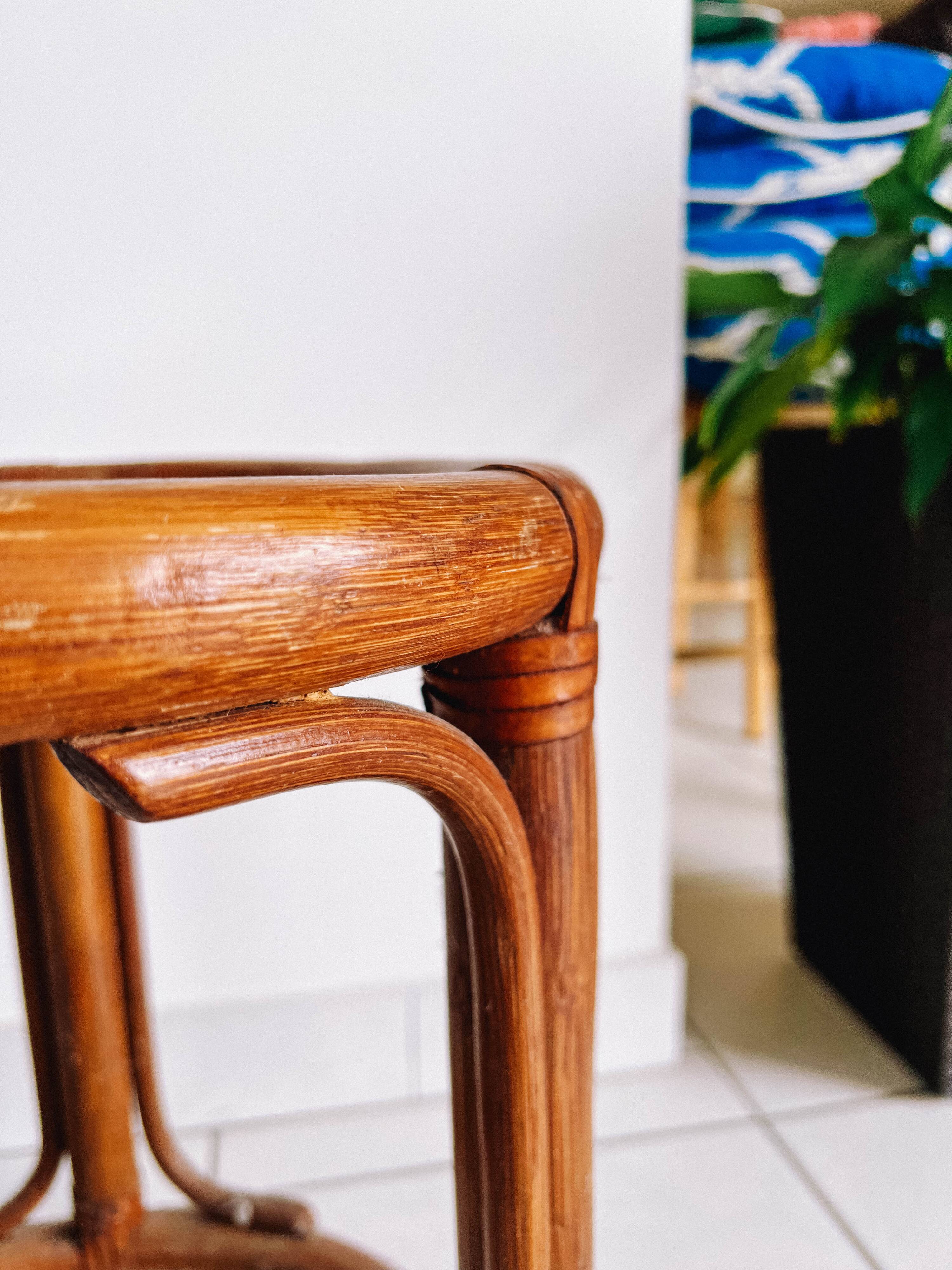 Round rattan coffee table from the 60s