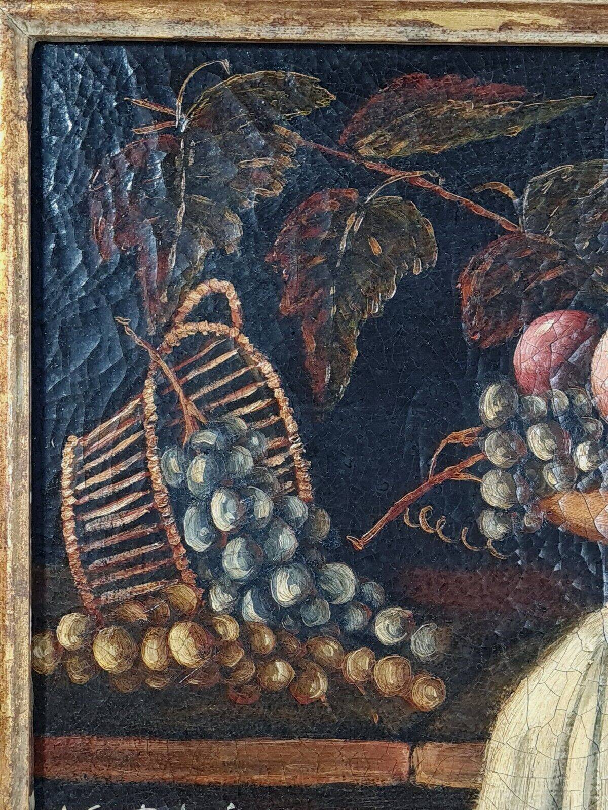 Still life with fruits nineteenth century signed frame wood gold leaf