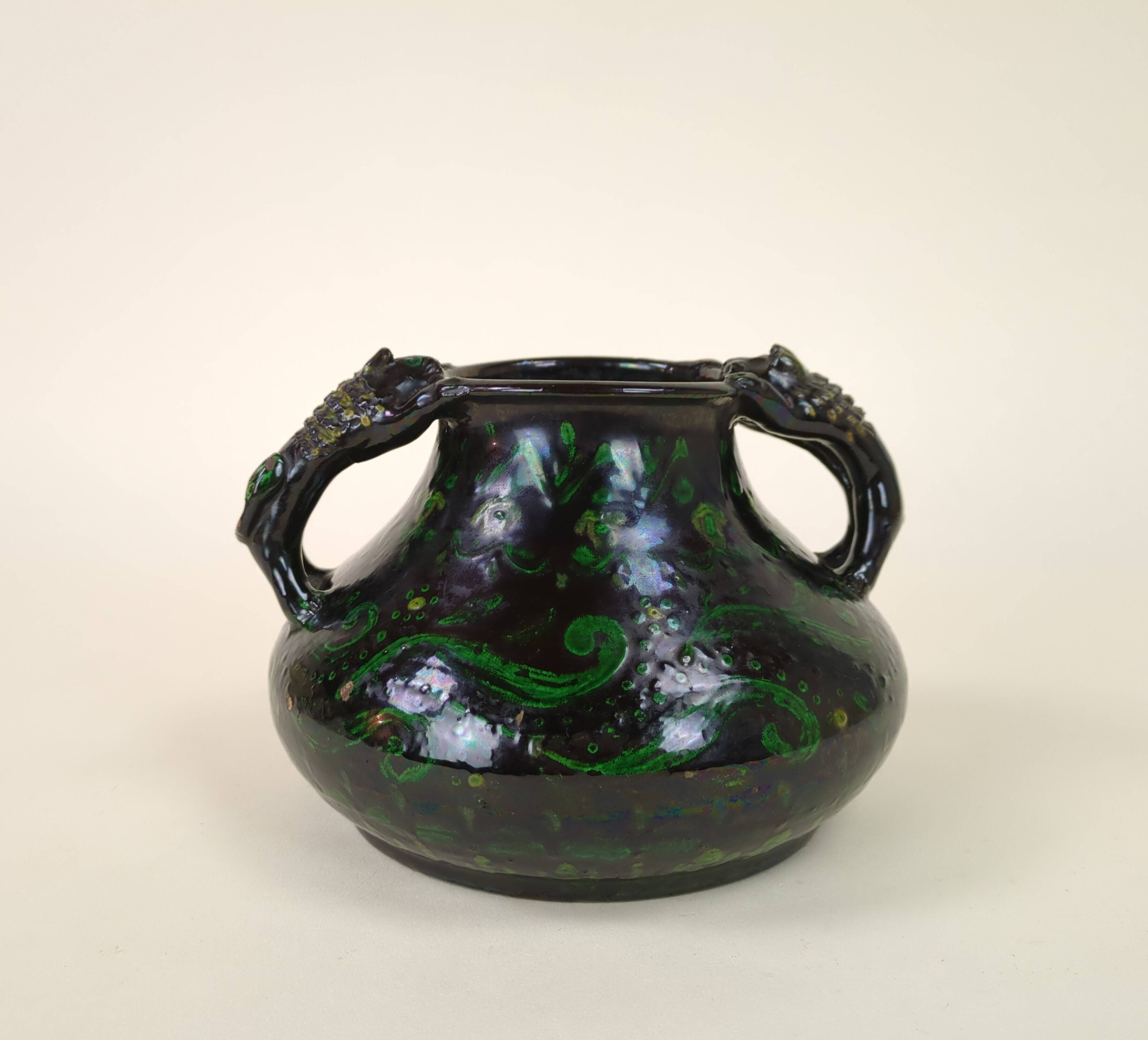 Spanish pottery vase with two handles