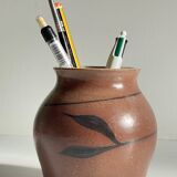 Vase artisanal signed stoneware vintage