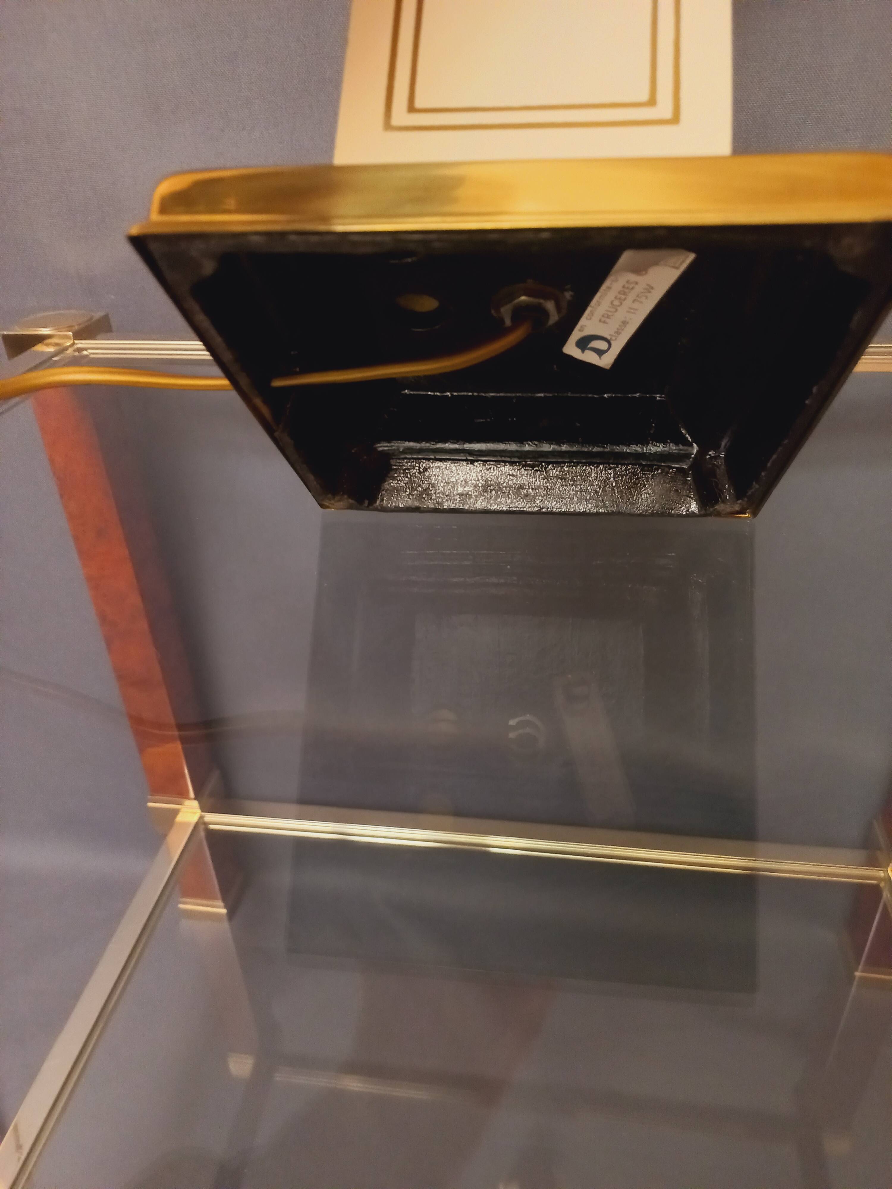 Large designer lamp in brass and ivory lacquer