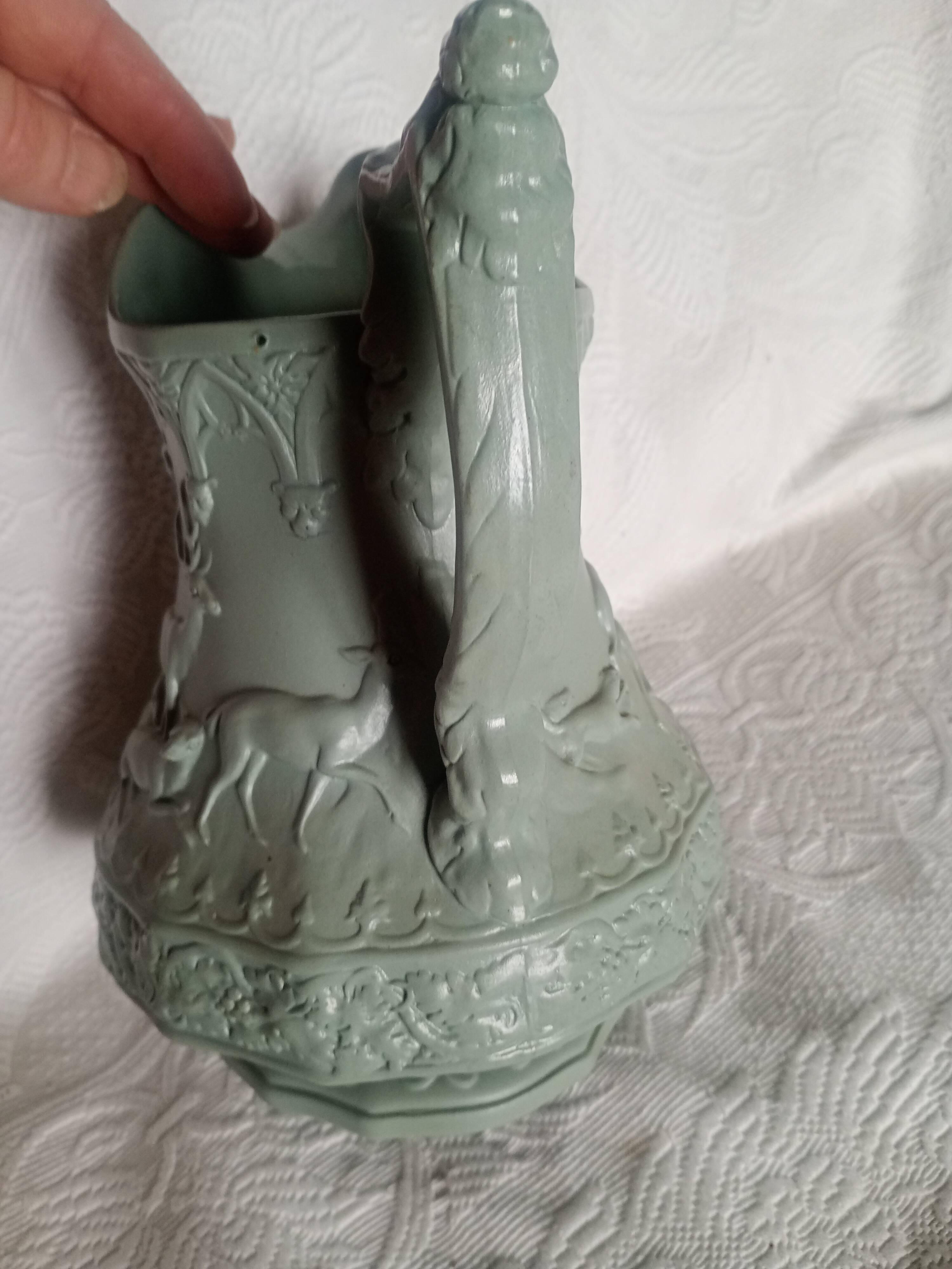 HUGHES & co - Jug Pitcher ANIMALS of the FOREST DEER Glazed Stoneware England
