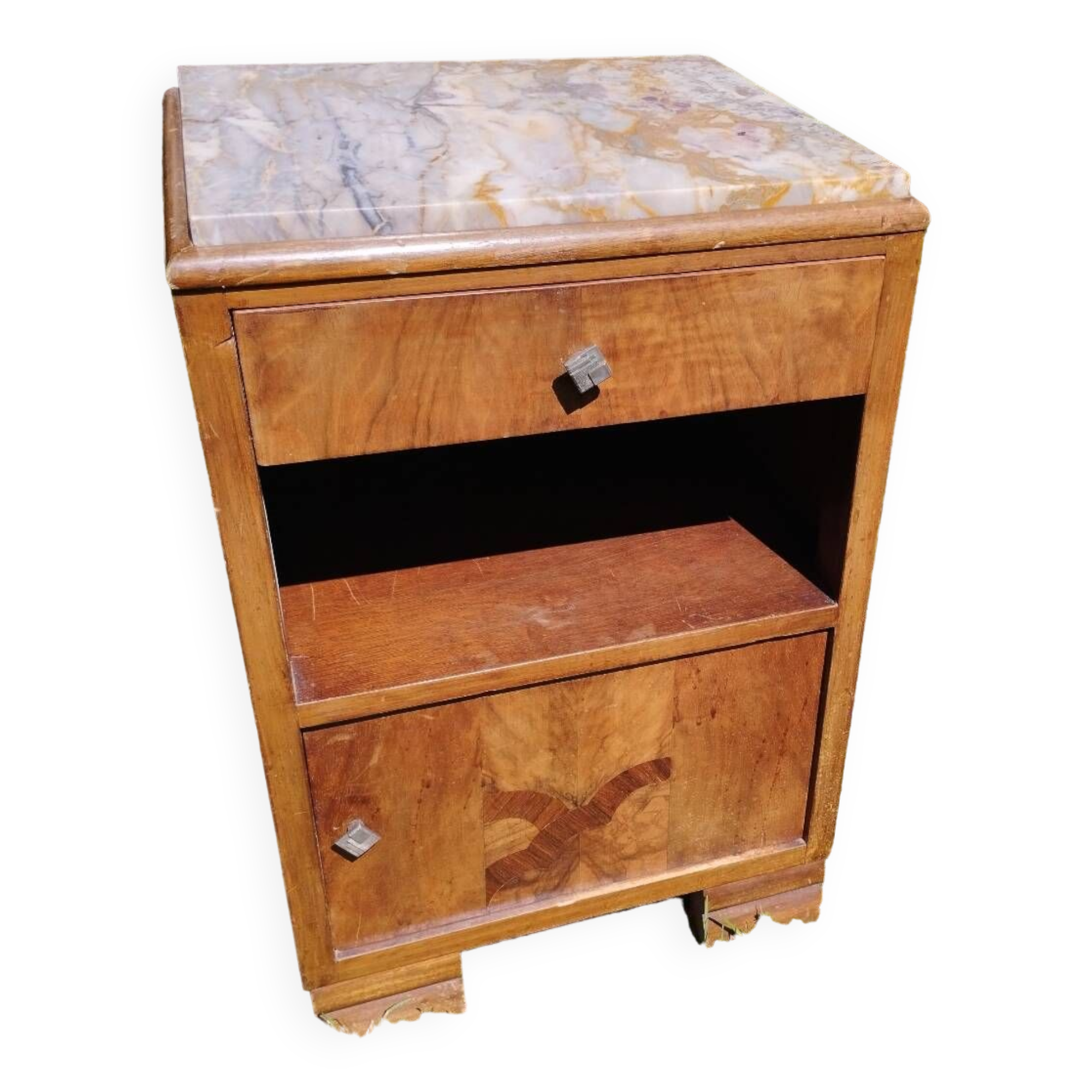 Art deco bedside table, marble top