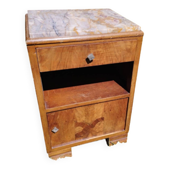 Art deco bedside table, marble top