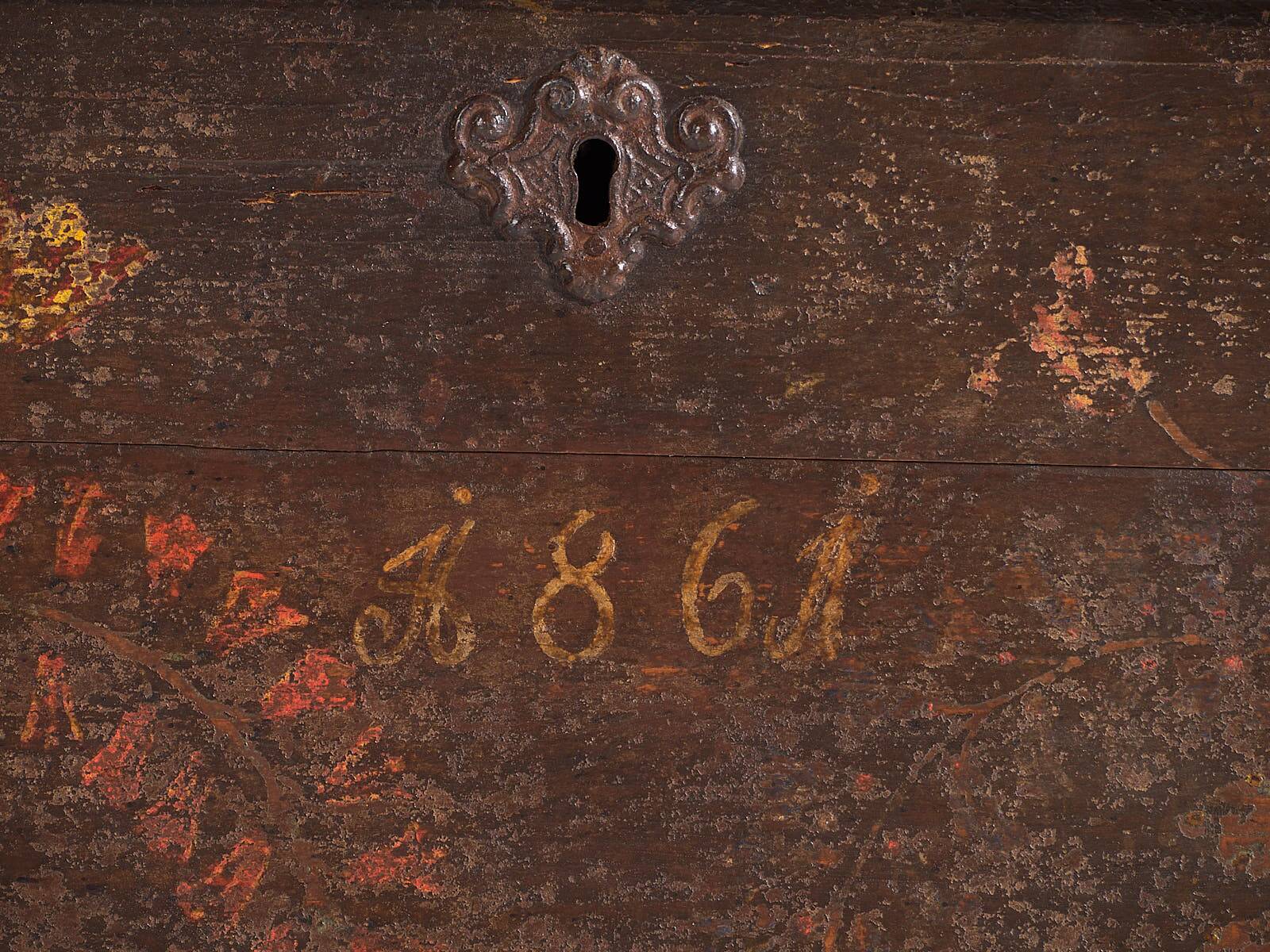 Antique storage trunk dated 1861 #23