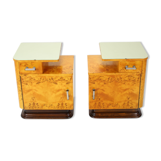 Set of two bedside tables designed by Jindřich Halabala for UP závody, 1950's.