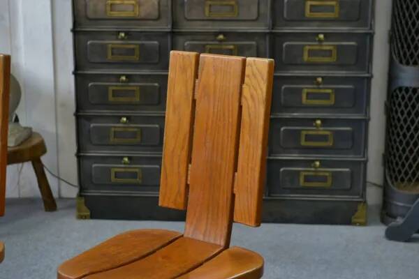 Set of 5 solid oak chairs by Seltz Manufacture 1970's