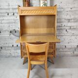 Vintage wood and rattan secretary