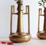 Pair of art nouveau copper and brass vases by Gustave Serrurier-Bovy