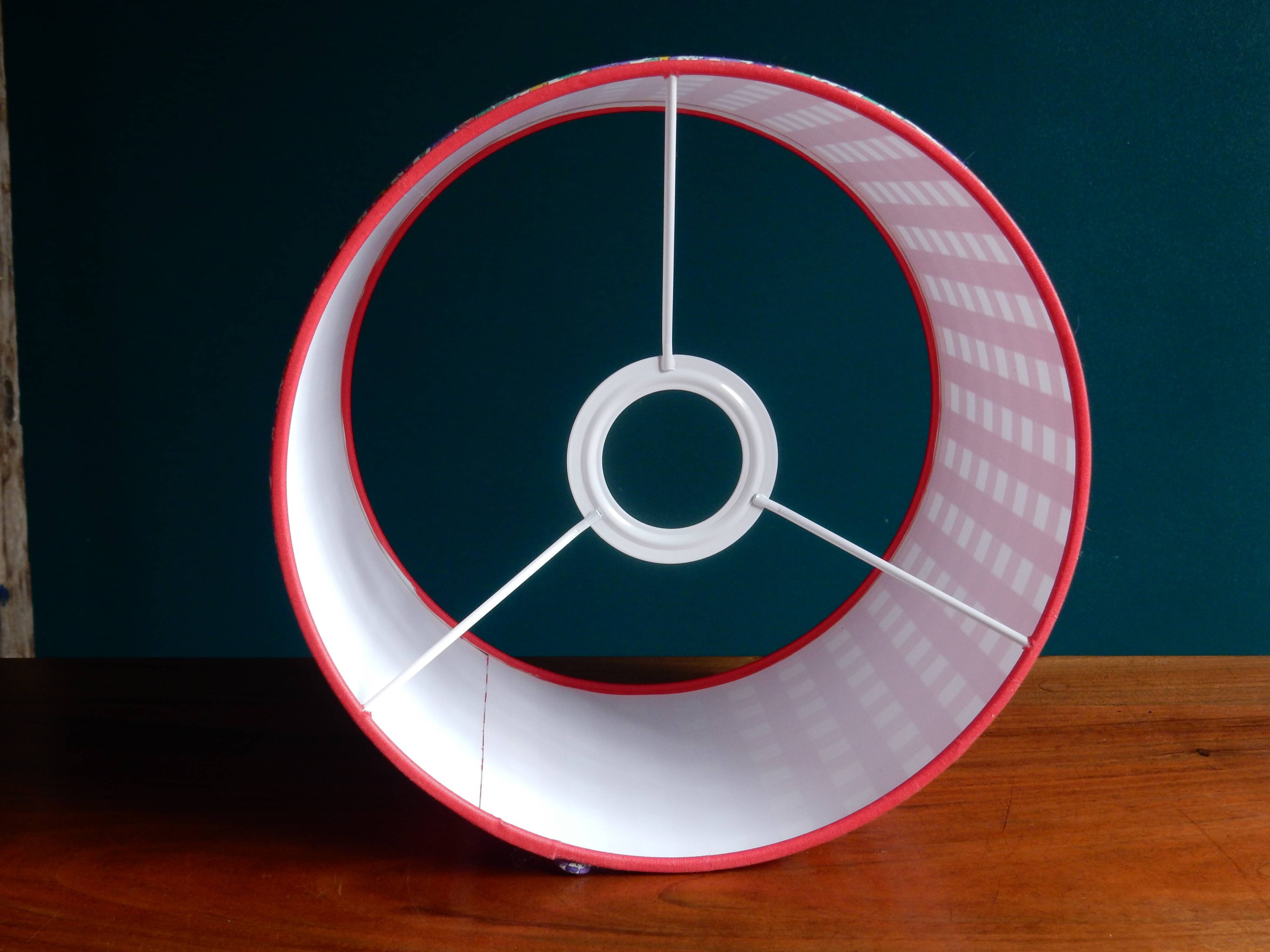 Red gingham and liberty cylindrical lampshade
