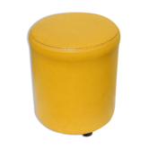 Ottoman stool leatherette yellow vintage 70s