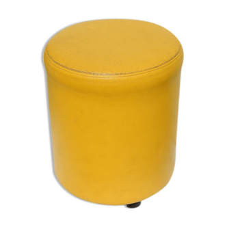 Ottoman stool leatherette yellow vintage 70s