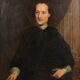Ancient painting, portrait of a clergyman, oil on canvas, 18th century.