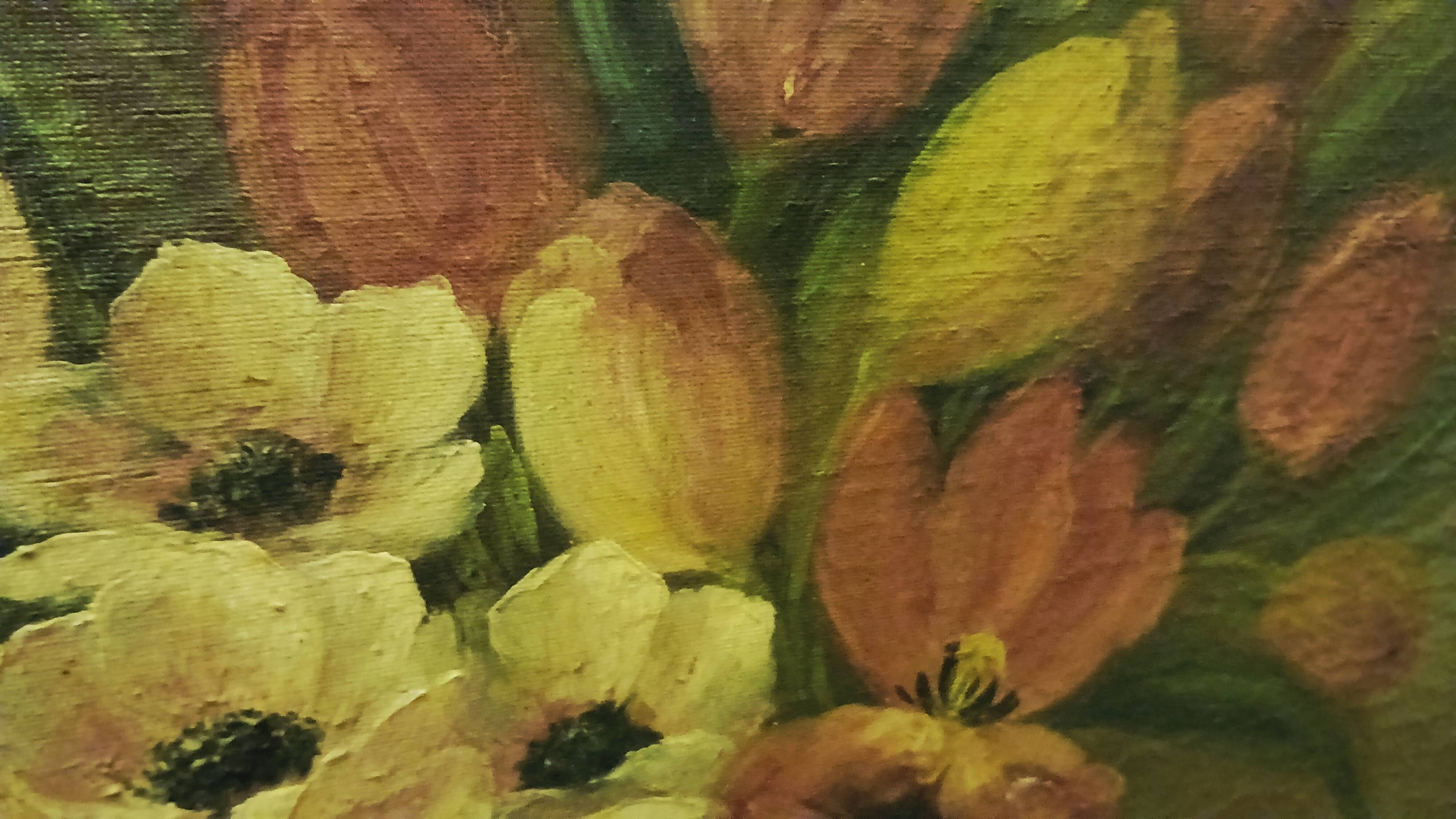 Flower bouquet tableau signed frey