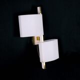 White and brass asymmetrical appliques, with double opaline, France 1950's