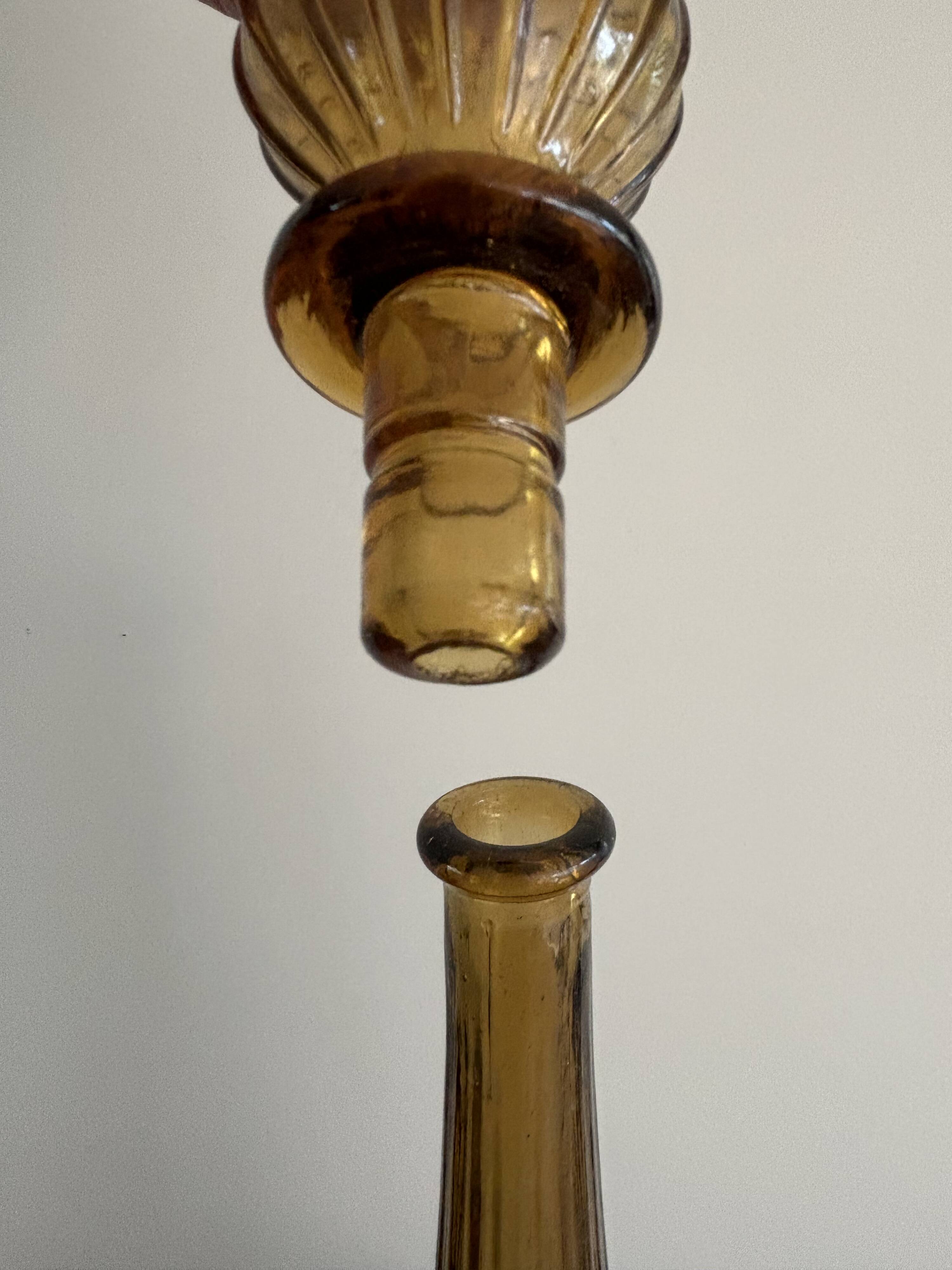 Vintage Empoli Glass Decanter with Stopper, Italy, 1960s