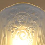 French Art Deco wall scone with frosted molded-pressed glass shade, 1920s