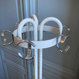 Vintage cylindrical coat rack with chrome hook