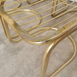 Set of 6 Vintage Gold Chrome Dining Chairs: Italian Mid-Century Design