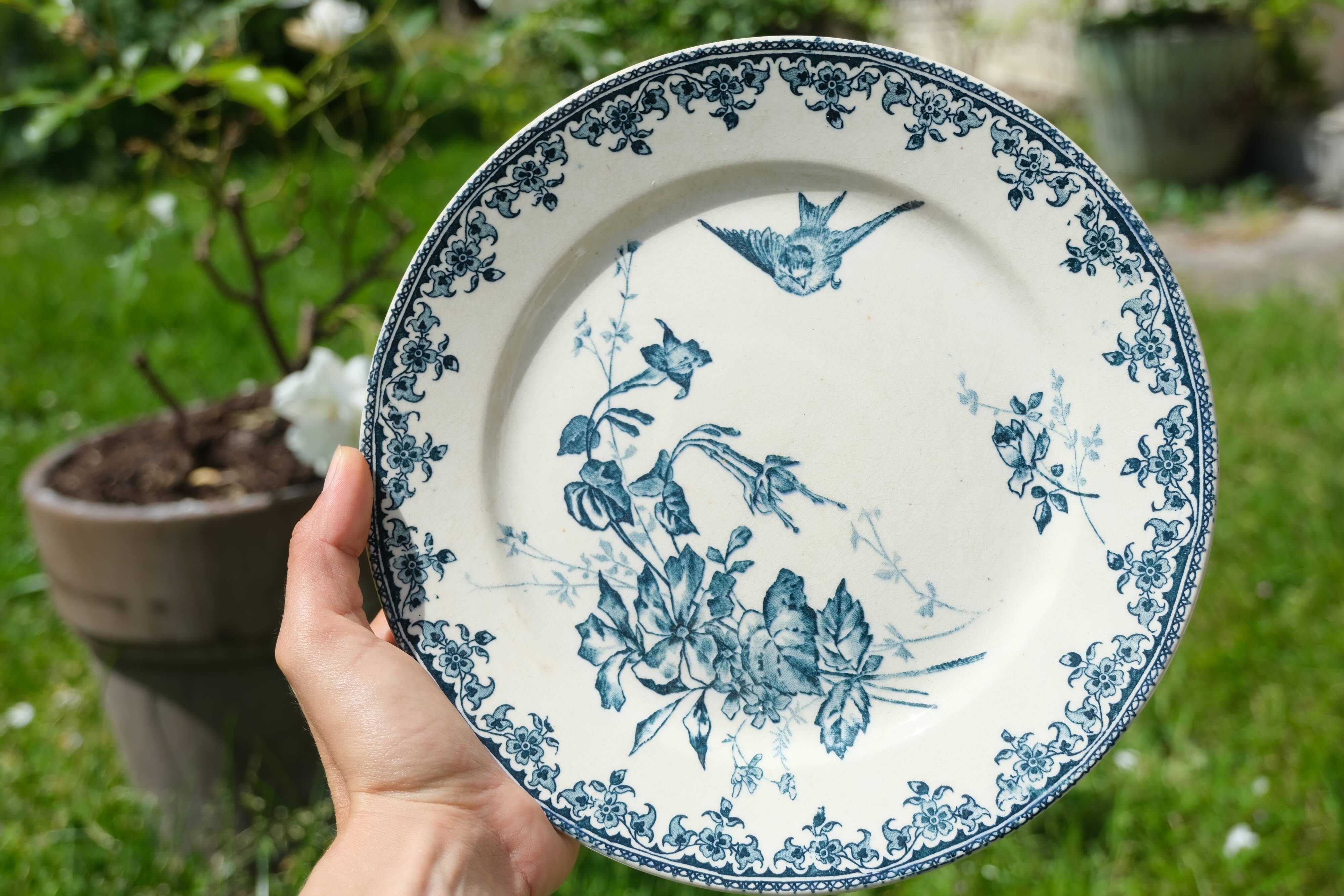 Set of 6 blue iron earth plates