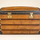 19th Century Domed Travel Trunk – Wood, Brass, Leather – Restored