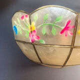 Mother-of-pearl and brass wall lamp