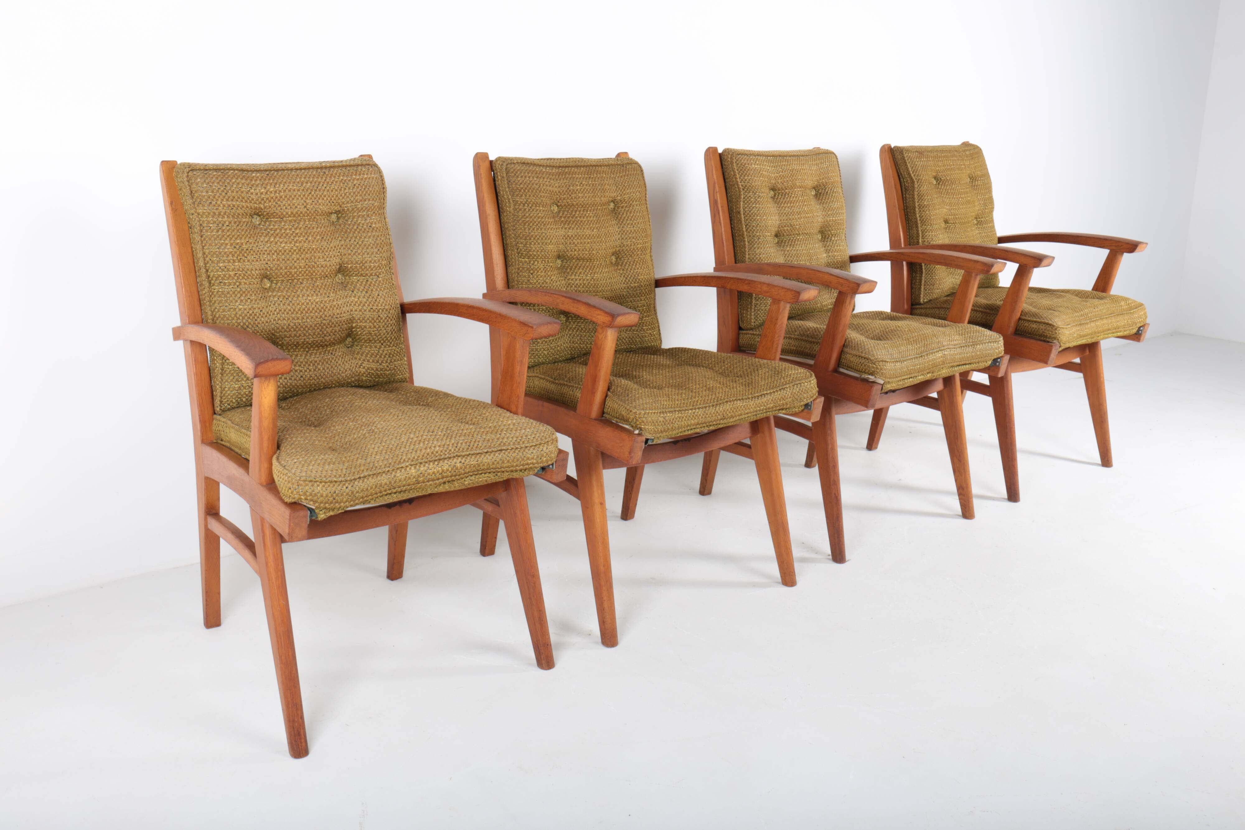 Set of 4 vintage Free-Span FS-116 armchairs, 50s