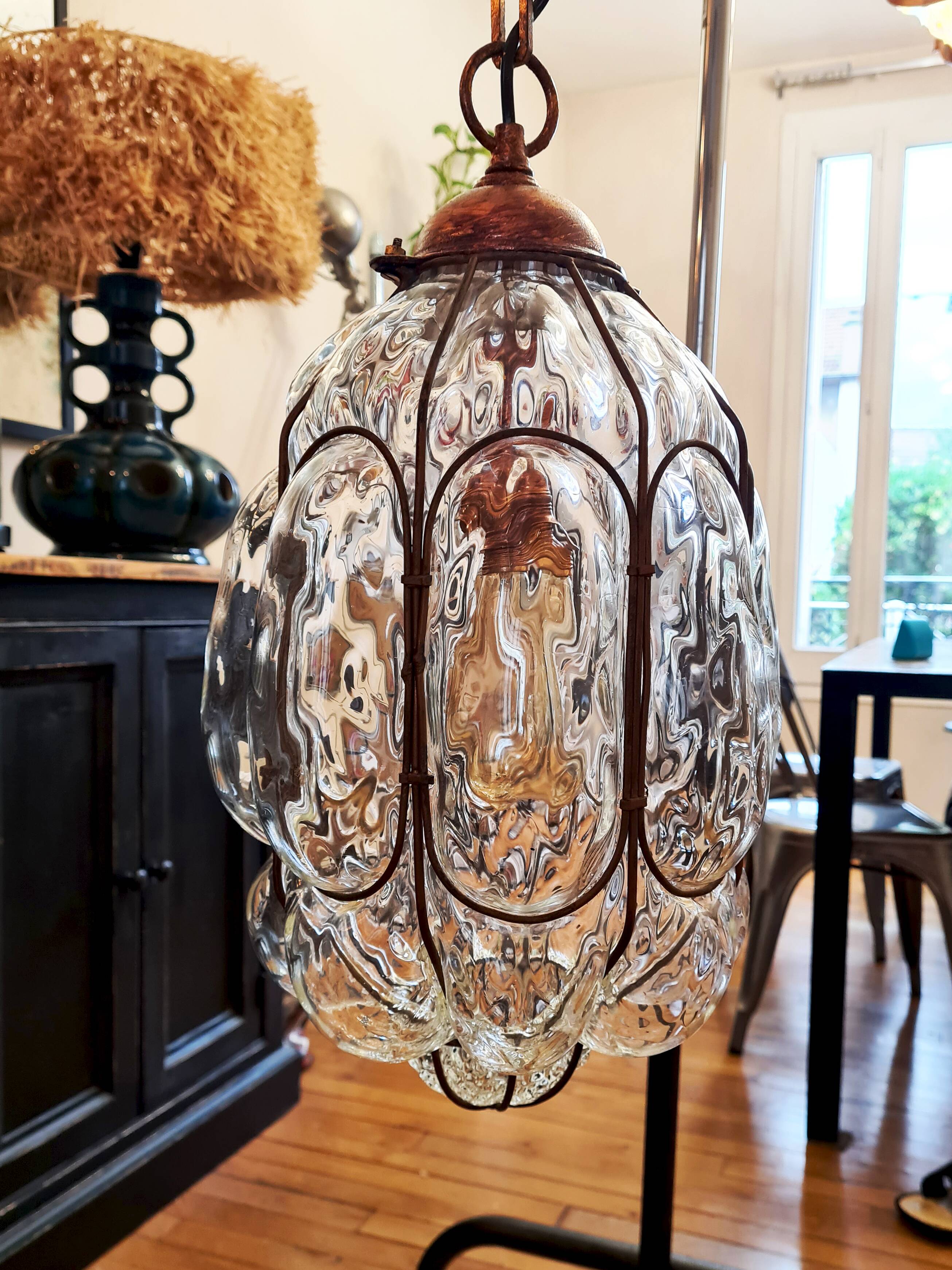 Murano glass hand-blown pendant light, mid-20th century