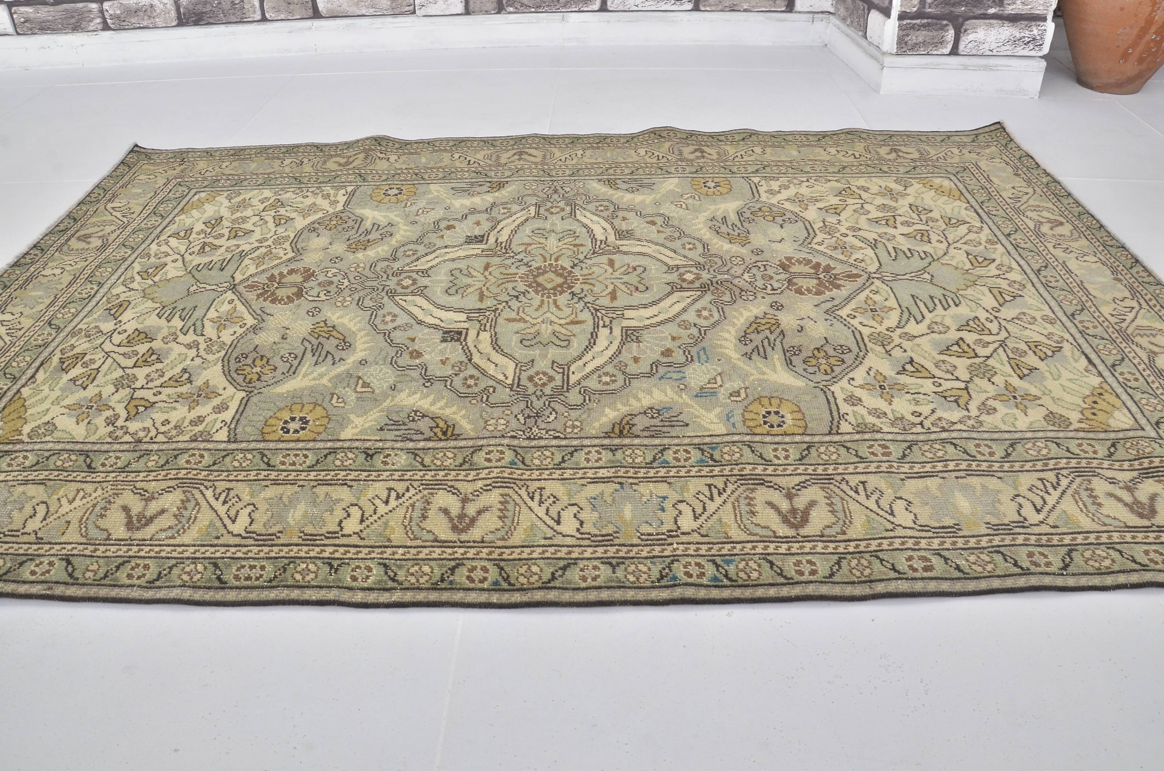 Geometric Anatolian Green Rug sku 1174