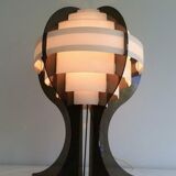 Modernist lamp in plexiglass and white plastic strips