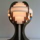 Modernist lamp in plexiglass and white plastic strips.