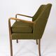 Armchair in birch and orginal dark green fabric of danish design from the 1950