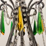 Large Crystal Multicolored Chandelier 1950’s