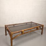 Table basse bambou verre fumé