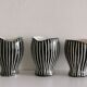 Series of 3 black and white ceramic pots 1950