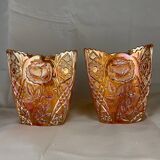 Pair of garden rose vases made of Brockwitz carnival glass, 1915