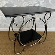 Chrome tubular 2-tiered side table, Art Deco / Bauhaus, Belgium, 1930s