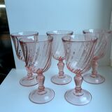 Set of 5 pink wine glasses 50s