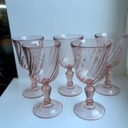 Set of 5 pink wine glasses 50s