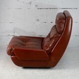 Easy chair "space age". Jean Prévost, France, leather, circa 1970