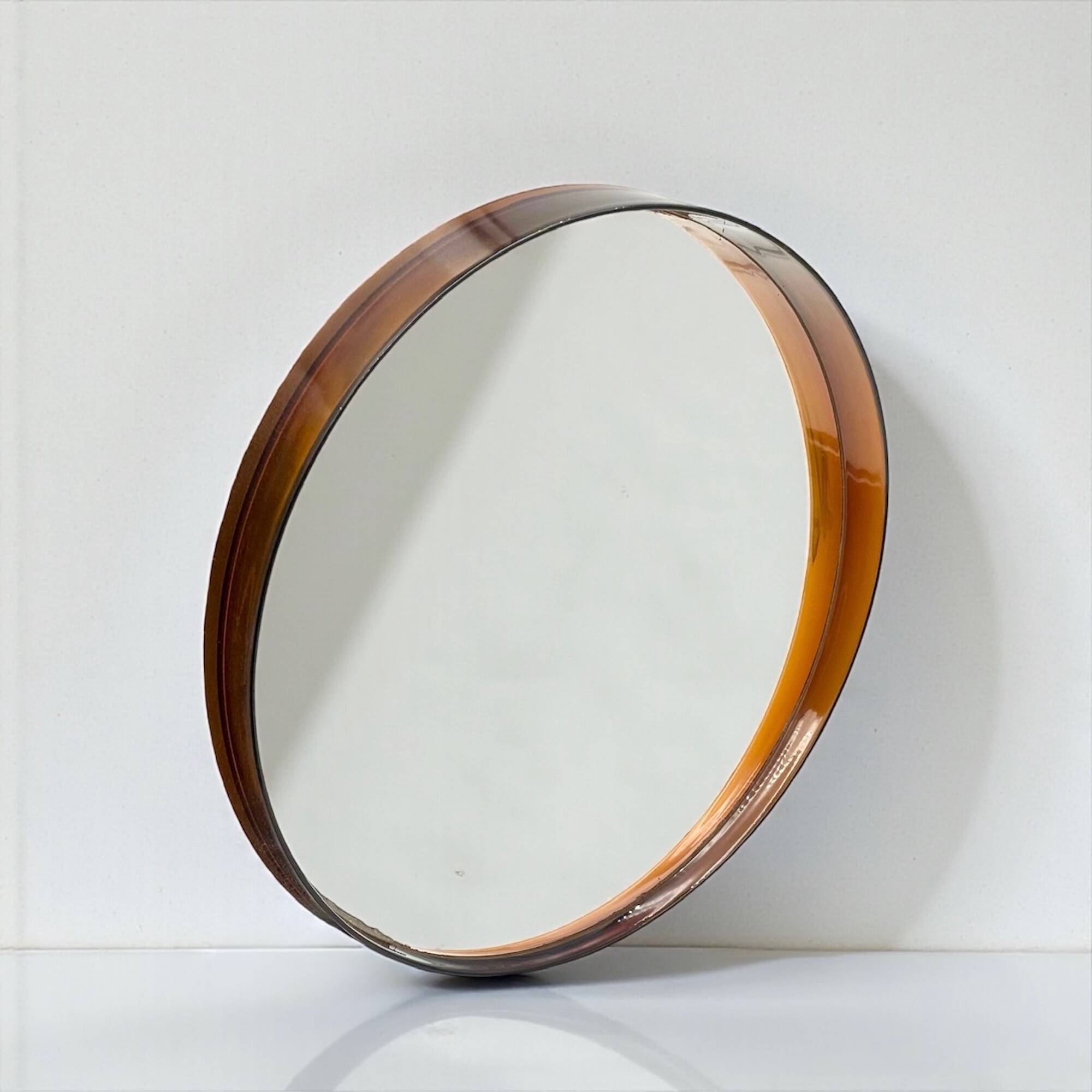 Miroir mural Space Age ambre français années 70