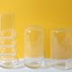 3 vases en verre transparent, Suède années 2000