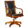 Captain's armchair in leather and cherry wood Grange Paris