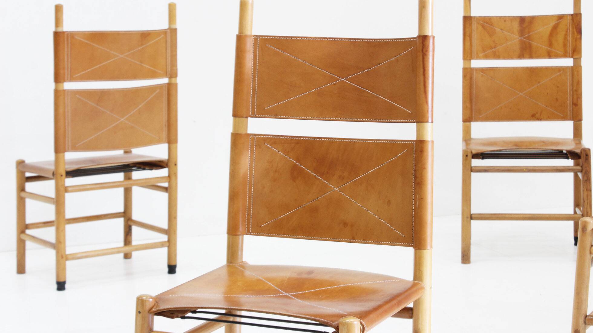 Vintage Kentucky dining chairs by Carlo Scarpa for Bernini, 1970s, set of 4